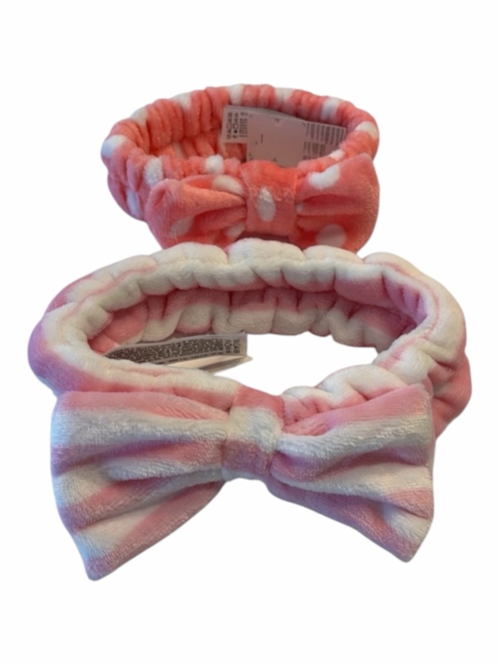 Forever 21 Dotted and Striped Pink Terry Cloth Headwrap Bundle